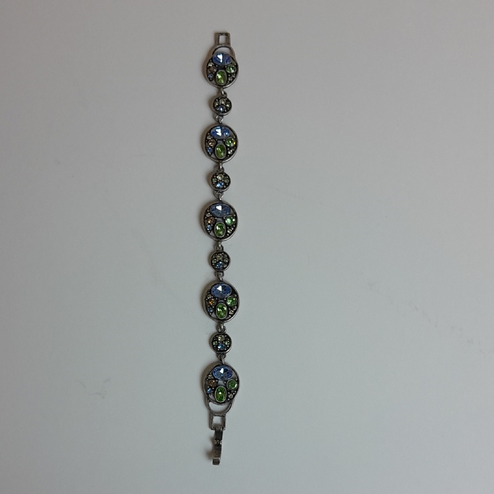 Lia Sophia Silver Tone 'Melange' and Green, Blue & Gold Gems Bracelet